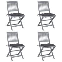 Tuinstoelen 4 st inklapbaar met kussens massief acaciahout