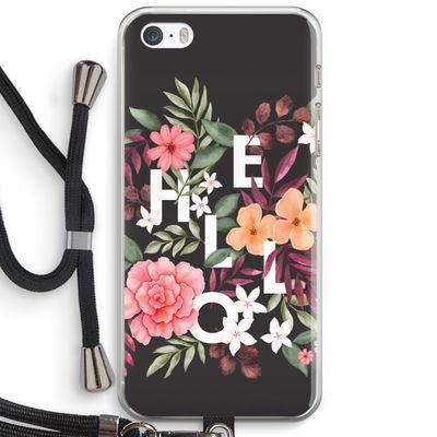 Hello in flowers: iPhone 5 / 5S / SE Transparant Hoesje met koord