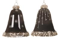 Ornament gls klok d6.5h8cm zwart a2 2st - Ksd