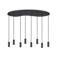 Metaal kroonluchter - Industrie hanglamp - Zwart - Met 8 pcs lampvoeten - Ontworpen voor Eetkamer en Slaapkamer - 100 x 34.4 x 117.5cm - set met E27 Lamphouder - voor Lampenkap met Doorsnede max 15cm - Gloeilamp Niet Inbegrepen