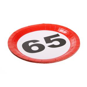 65 jaar verjaardag feestbordjes - stopbord - 16x stuks - dia 23 cm - feestartikelen