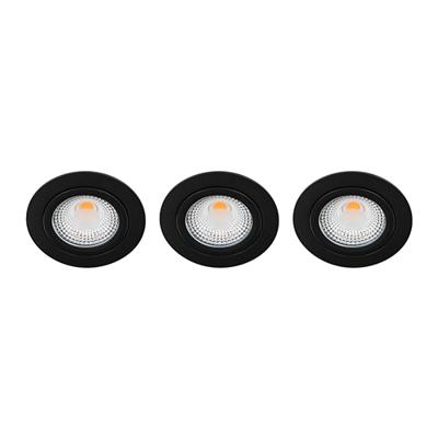 Set 3x Bella Ondiepe LED spot kantelbaar 5Watt rond ZWART dimbaar