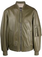 Manokhi veste bomber Savona en cuir - Vert - thumbnail