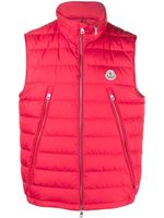 Moncler gilet matelassé à patch logo - Rouge - thumbnail