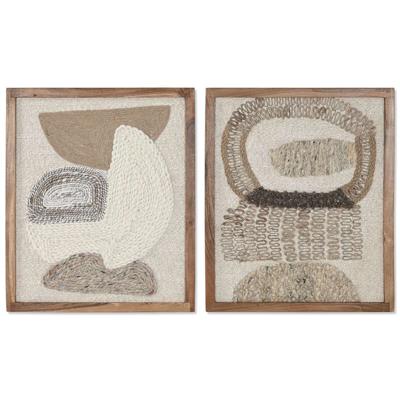 Schilderij Home ESPRIT Wit Natuurlijk Abstract Scandinavisch 50 x 3 x 60 cm (2 Stuks)