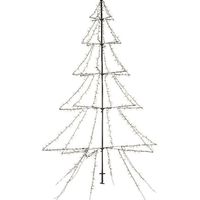 Verlichte figuren zwarte lichtboom/metalen boom/kerstboom met 420 led lichtjes 200 cm - thumbnail