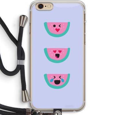 Smiley watermeloen: iPhone 6 PLUS / 6S PLUS Transparant Hoesje met koord