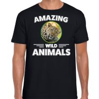 T-shirt jachtluipaarden amazing wild animals / dieren zwart voor heren - thumbnail