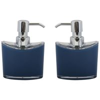 Zeeppompje/zeepdispenser Aveiro - 2x - PS kunststof - donkerblauw/zilver - 11 x 14 cm - 260 ml