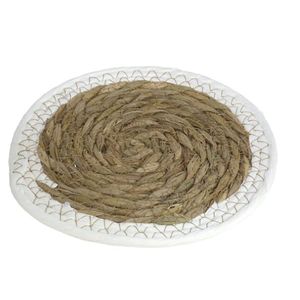 Pannen onderzetter van zeegras rond 20 x 20 cm   -