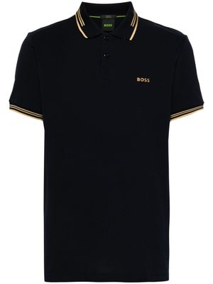 BOSS polo à logo imprimé - Bleu