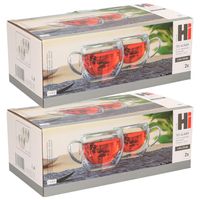 Set van 6x stuks dubbelwandige theeglazen/koffieglazen 250 ml - thumbnail