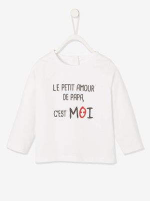 T-shirt met lange mouwen en tekst voor baby's wit