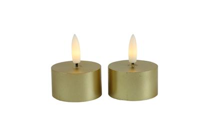 Ledkaars Lyon 4x4x5.2 cm goud set van 2 - Countryfield
