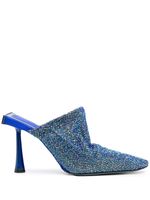 Benedetta Bruzziches mules ornées de cristal à bout carré - Bleu