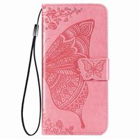 iPhone 13 hoesje - Bookcase - Pasjeshouder - Portemonnee - Vlinderpatroon - Kunstleer - Roze - thumbnail