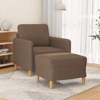 Fauteuil met voetenbank 60 cm stof bruin