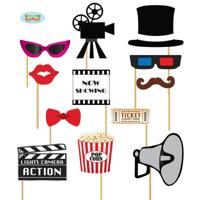 Foto prop set film/bioscoop thema - 12 delig - Photobooth props