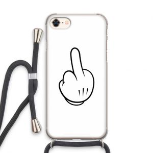 Middle finger white: iPhone 7 Transparant Hoesje met koord