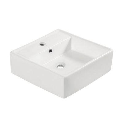 BWS Freya Wastafel Keramiek 38,5x38,5x13cm Vierkant Wit (met kraangat)