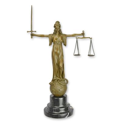 A BRONZE SCULPTURE OF LADY JUSTICE