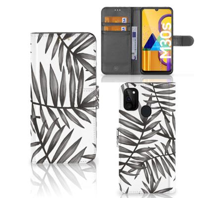 Samsung Galaxy M21 | M30s Hoesje Leaves Grey Samsung Galaxy M21 | M30s Hoesje Leaves Grey