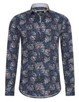 Marshall Denim - Italiaans Overhemd Heren - Hoge Kraag - Print - Moda Italia