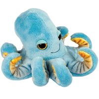 Suki Gifts pluche inktvis/octopus knuffeldier - cute eyes - blauw - 15 cm   - - thumbnail