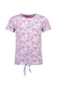 Tygo & Vito Meisjes t-shirt met knoop AOP - Mint blauw