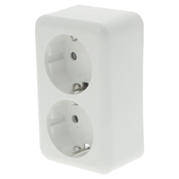Q-Link Contactdoos | Opbouw | 2-voudig | Met Aanraakbeveiliging | Randaarde | Polarwit - 00.947.07