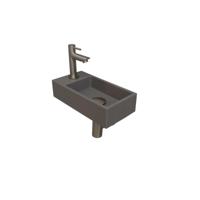 INK - Fonteinpack Quartz Links incl. Fonteinkraan - Design Sifon - Design Plug en Montageset - 360x180x90 Mm - Quartz Beton/brushed Nickel