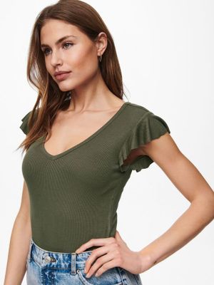 ONLY 15227187 Tanktop V-hals Mouwloos Elastaan, Viscose