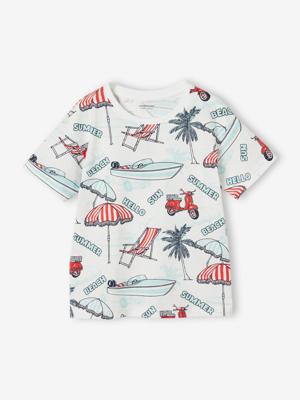 Jongensshirt met print van gerecycled katoen wit, bedrukt
