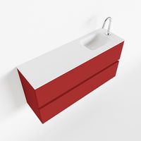 Toiletmeubel Mondiaz Ada | 100 cm | Meubelkleur Fire | Lex wastafel Talc Rechts | 1 kraangat