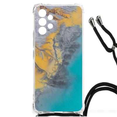 Samsung Galaxy A13 4G Anti-Shock Hoesje Marble Blue Gold Samsung Galaxy A13 4G Anti-Shock Hoesje Marble Blue Gold