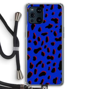 Blue Leopard: Oppo Find X3 Transparant Hoesje met koord