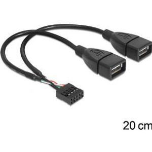 DeLOCK 83292 kabeladapter USB 2.0 moederbord header naar 2x female USB A