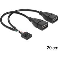DeLOCK 83292 kabeladapter USB 2.0 moederbord header naar 2x female USB A - thumbnail