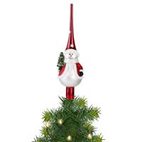 Inge Christmas sneeuwpop piek - 1x - goud - glas - 31 cm - gedecoreerd - kerstboom topper - kerstver