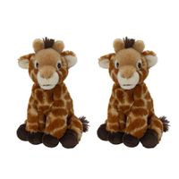 Set van 2x stuks pluche knuffel giraffe van 17 cm - thumbnail