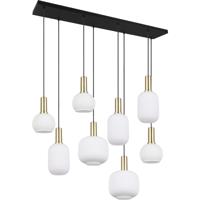 Stijlvolle LED Hanglamp - 8 Lichtpunten - E27 Fitting - Wit Glas & Mat Messing