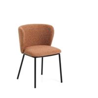 Kave Home Ciselia eetkamerstoel dik chenille Terra poot zwart