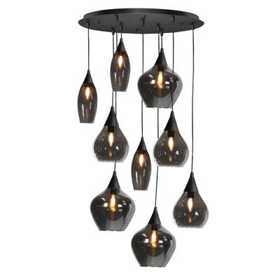 Highlight HanglampCambio zwart 9-lichts smoke glas - H5869.01