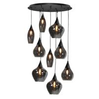 Highlight HanglampCambio zwart 9-lichts smoke glas - H5869.01