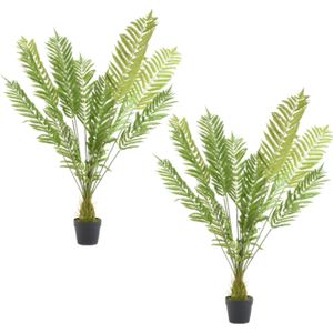 Set van 2x stuks groene Varen kunstplanten 130 cm in zwarte pot