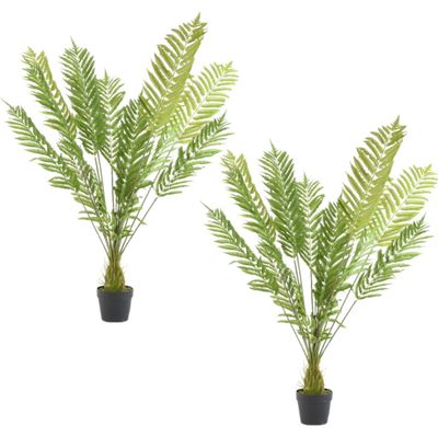 Set van 2x stuks groene Varen kunstplanten 130 cm in zwarte pot