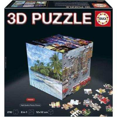 3D Puzzel - EDUCA - Reiskubus - 216 Stukken - 6 Puzzels van 36 Stukken - Leuke Uitdaging 8 Jaar + (20124)