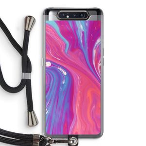 Paarse stroom: Samsung Galaxy A80 Transparant Hoesje met koord