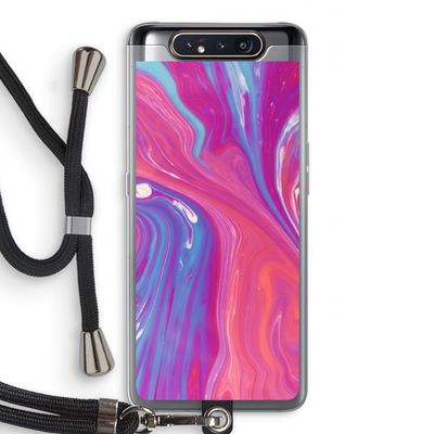 Paarse stroom: Samsung Galaxy A80 Transparant Hoesje met koord