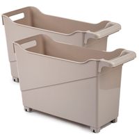 Set van 2x stuks kunststof trolleys licht bruin op wieltjes L45 x B17 x H29 cm